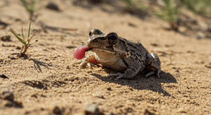 desert rain frog feeding on insects