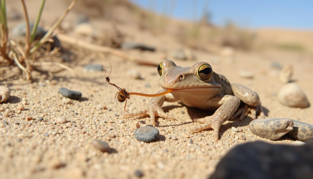 desert rain frog feeding on insects