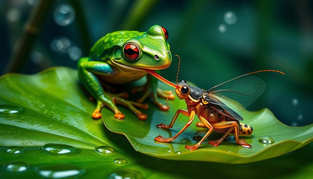 tree frog eating live insects